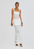 Winona Crochet Dress by retrofête in Metallic White, product image 1