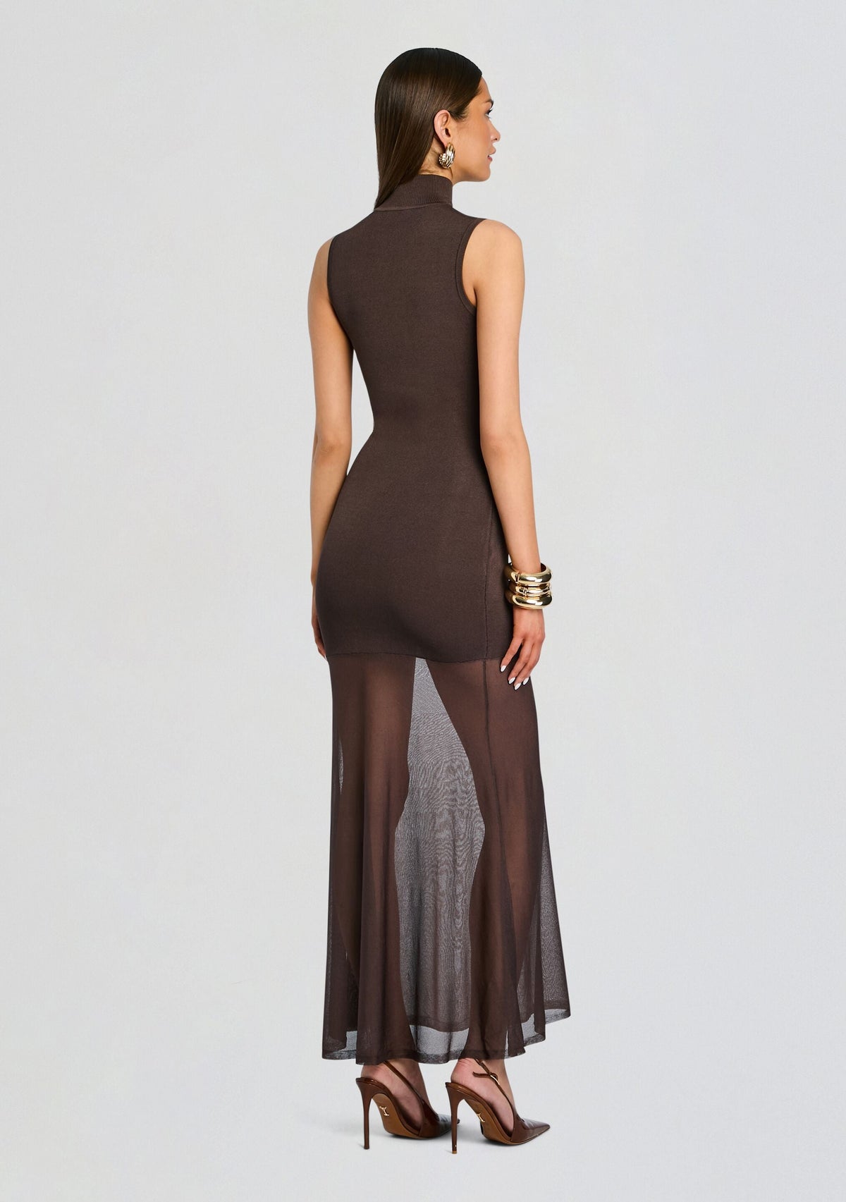 Amine Knit Maxi Dress by SEROYA in Slate Brown, product image 4