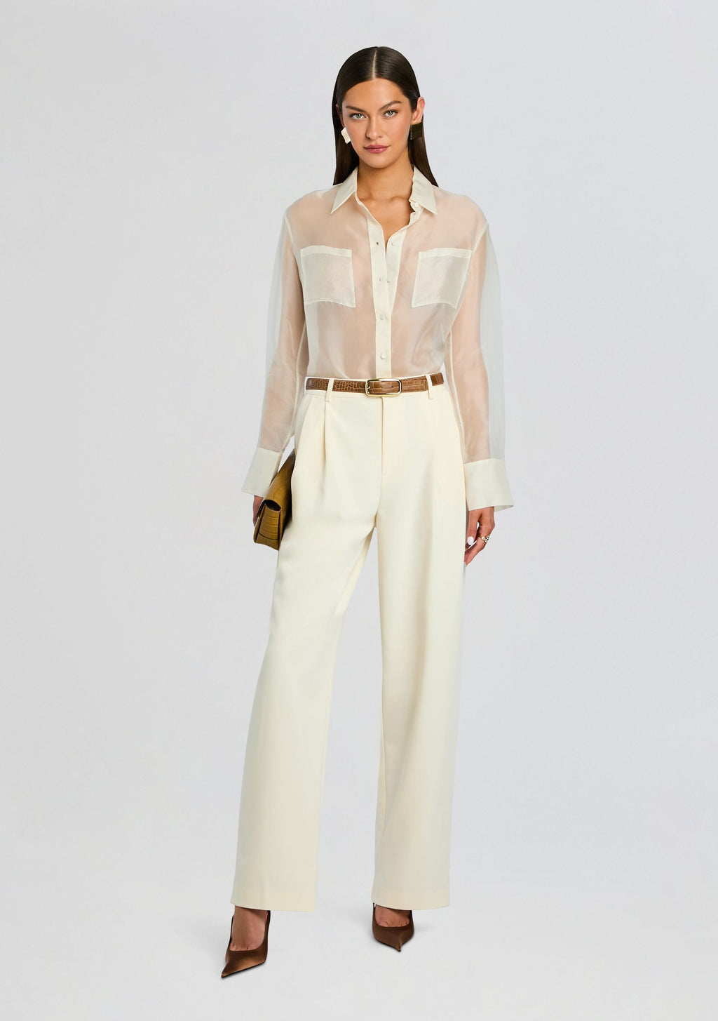 Estella Silk Top by SEROYA in Eggshell, product image 2