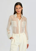 Estella Silk Top by SEROYA in Eggshell, product image 1