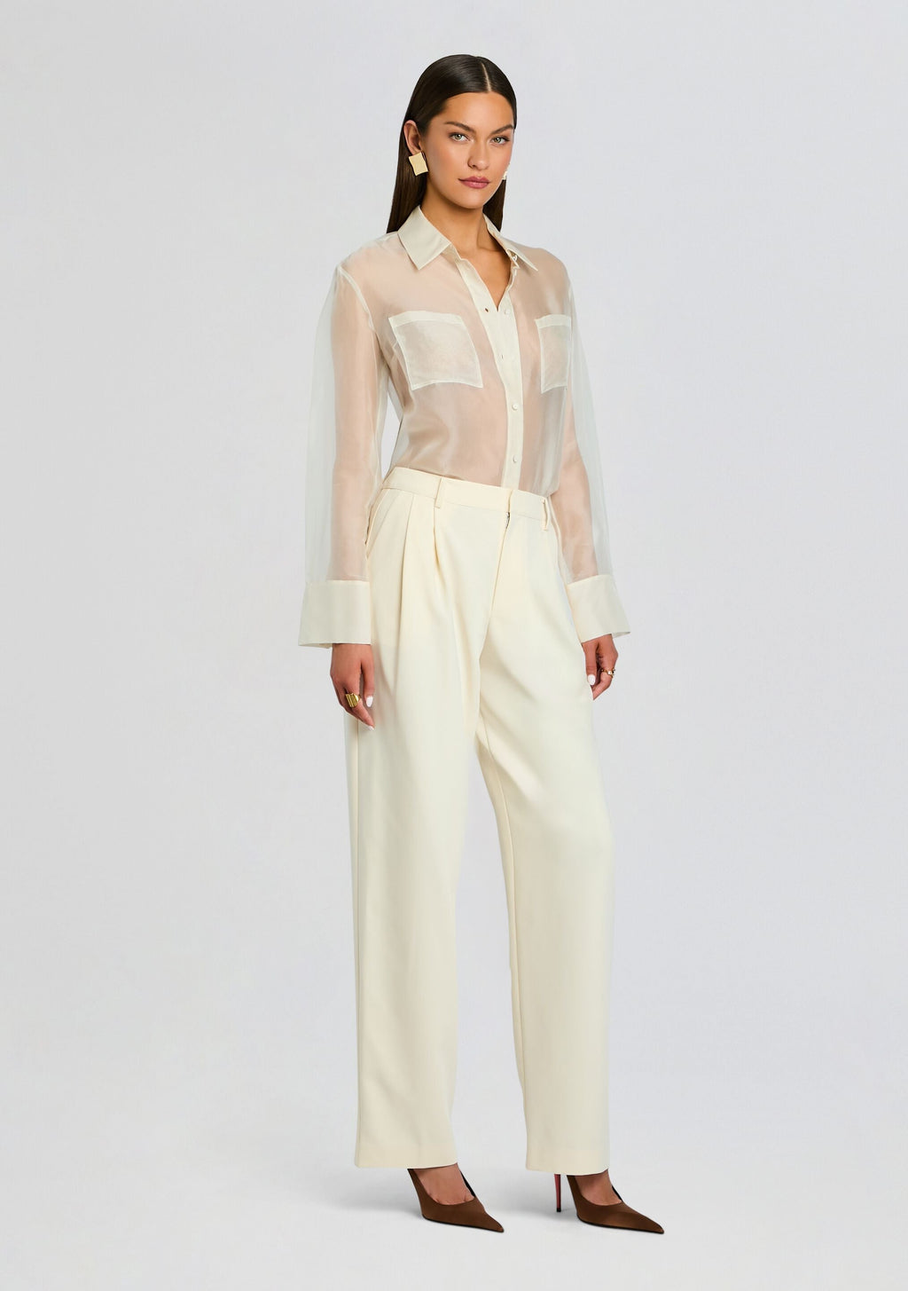 Estella Silk Top by SEROYA in Eggshell, product image 4