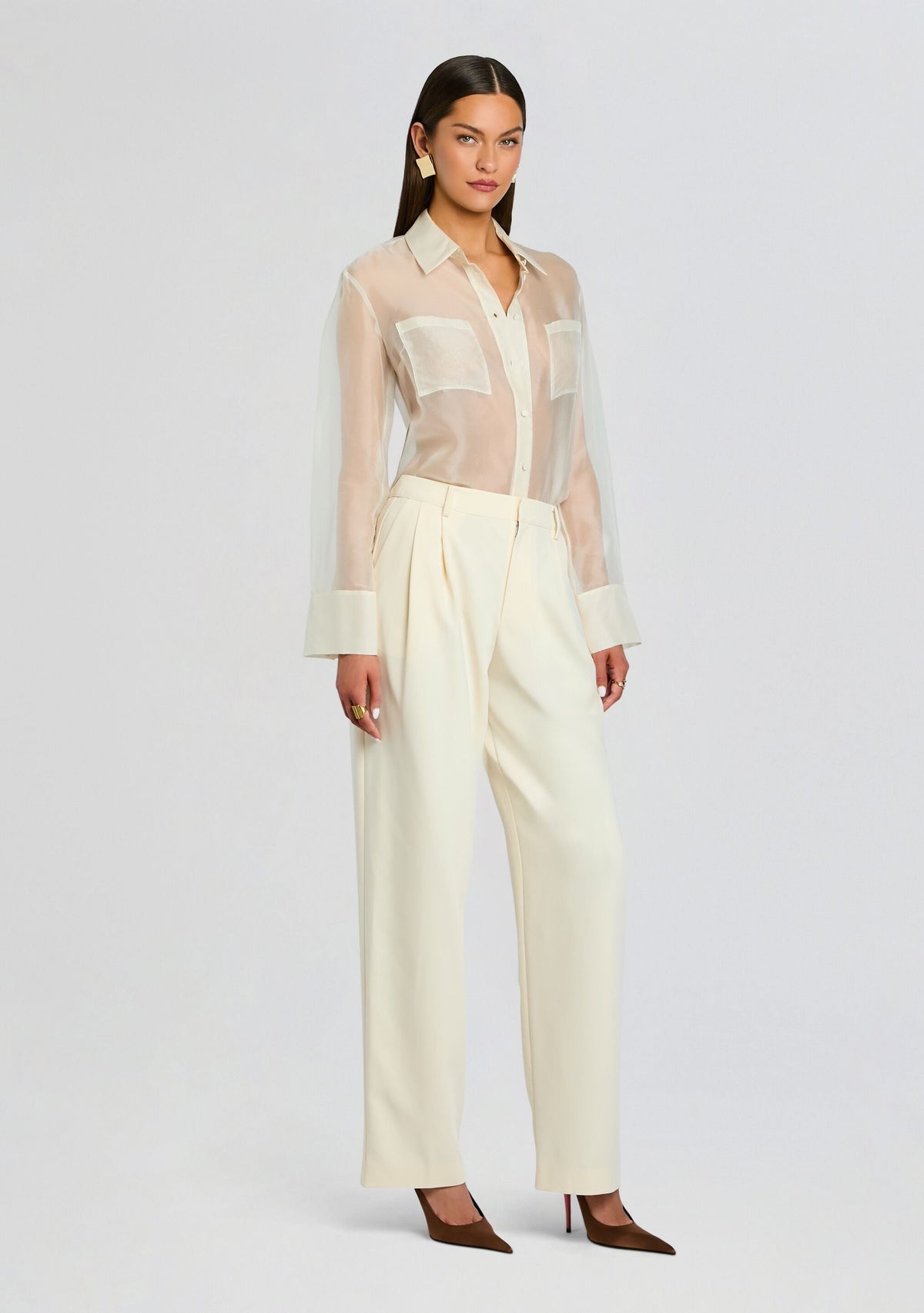 Estella Silk Top by SEROYA in Eggshell, product image 4
