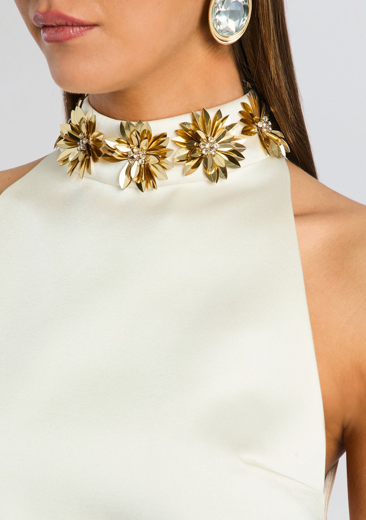 Giacinta Embellished Dress by retrofête in Cream/Gold, product image 2