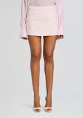 Miya Denim Mini Skirt by SEROYA in Petal Pink, product image 1