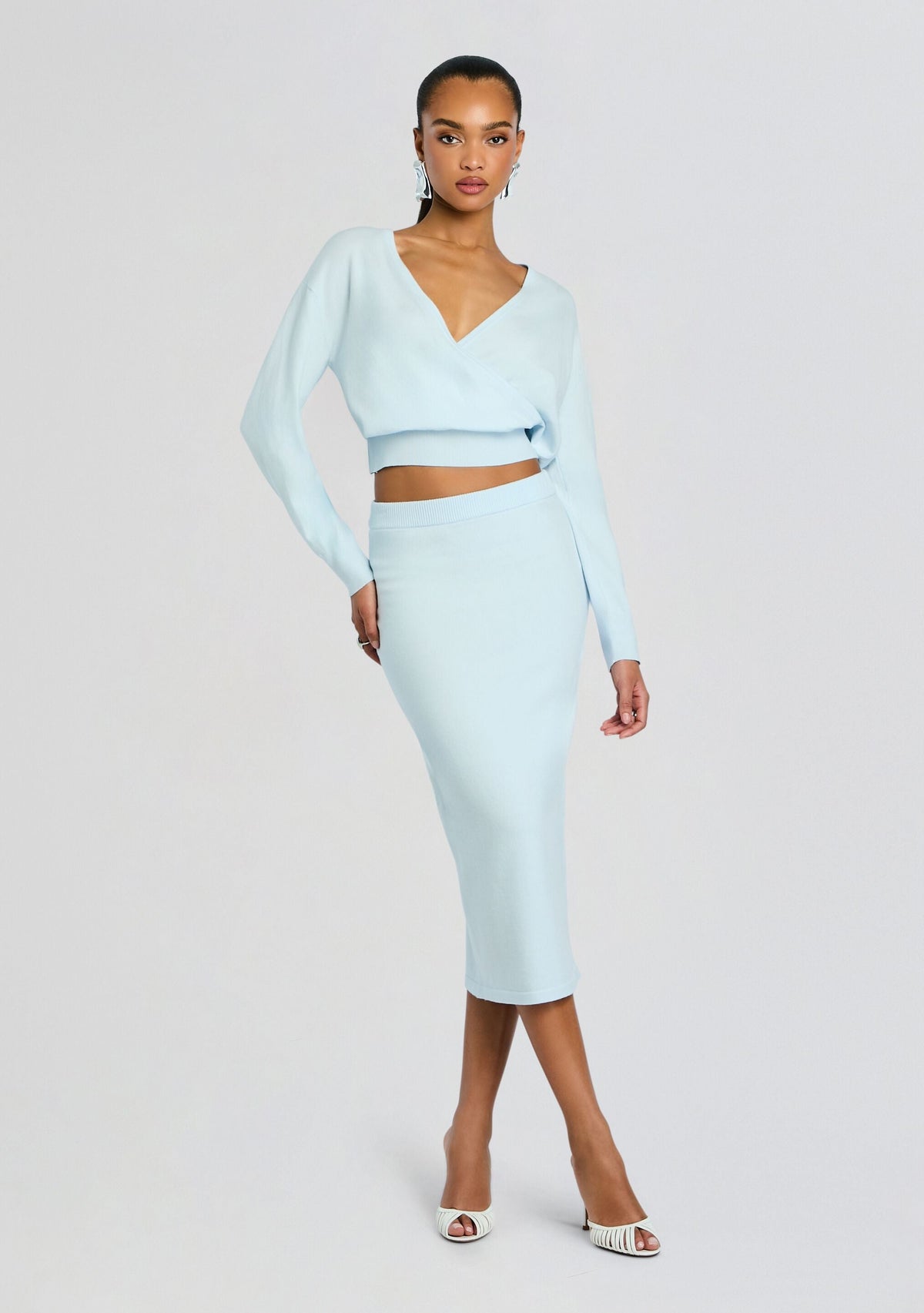 Jessalyn Reversible Knit Top by SEROYA in Arctic Blue, product image 5
