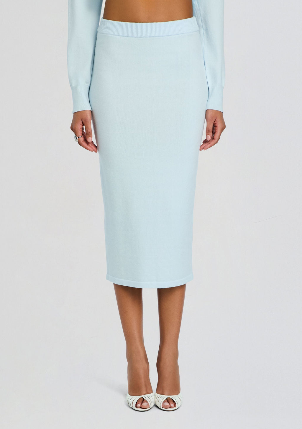 Tansy Knit Midi Skirt by SEROYA in Arctic Blue, product image 1