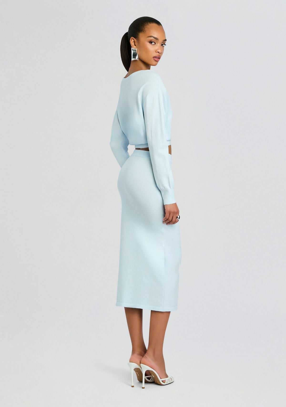 Jessalyn Reversible Knit Top by SEROYA in Arctic Blue, product image 4