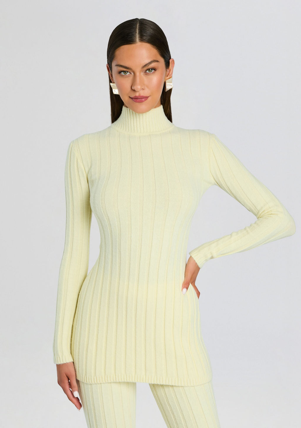 Marzi Knit Tunic by SEROYA in Pastel Yellow, product image 1