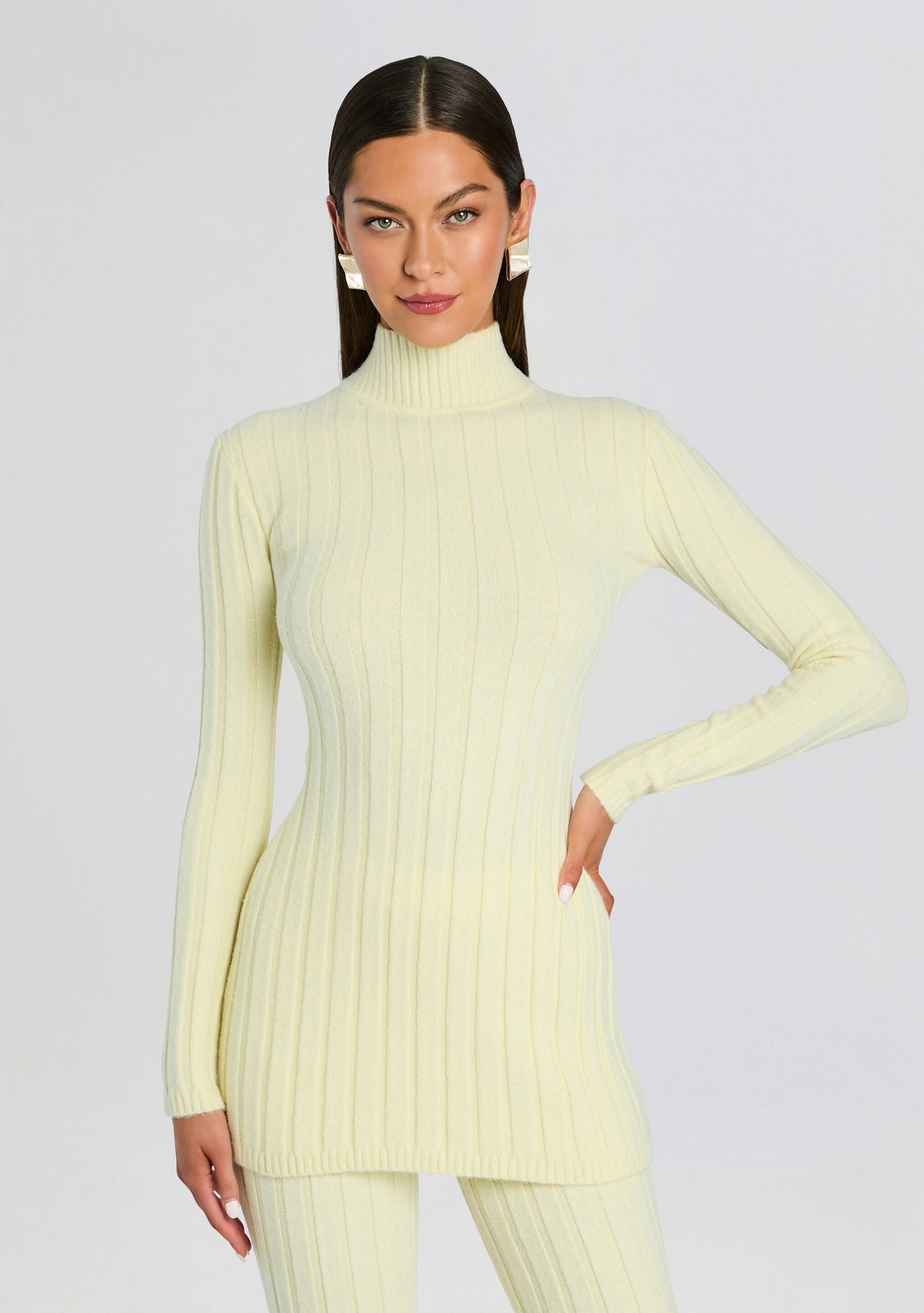 Marzi Knit Tunic by SEROYA in Pastel Yellow, product image 1