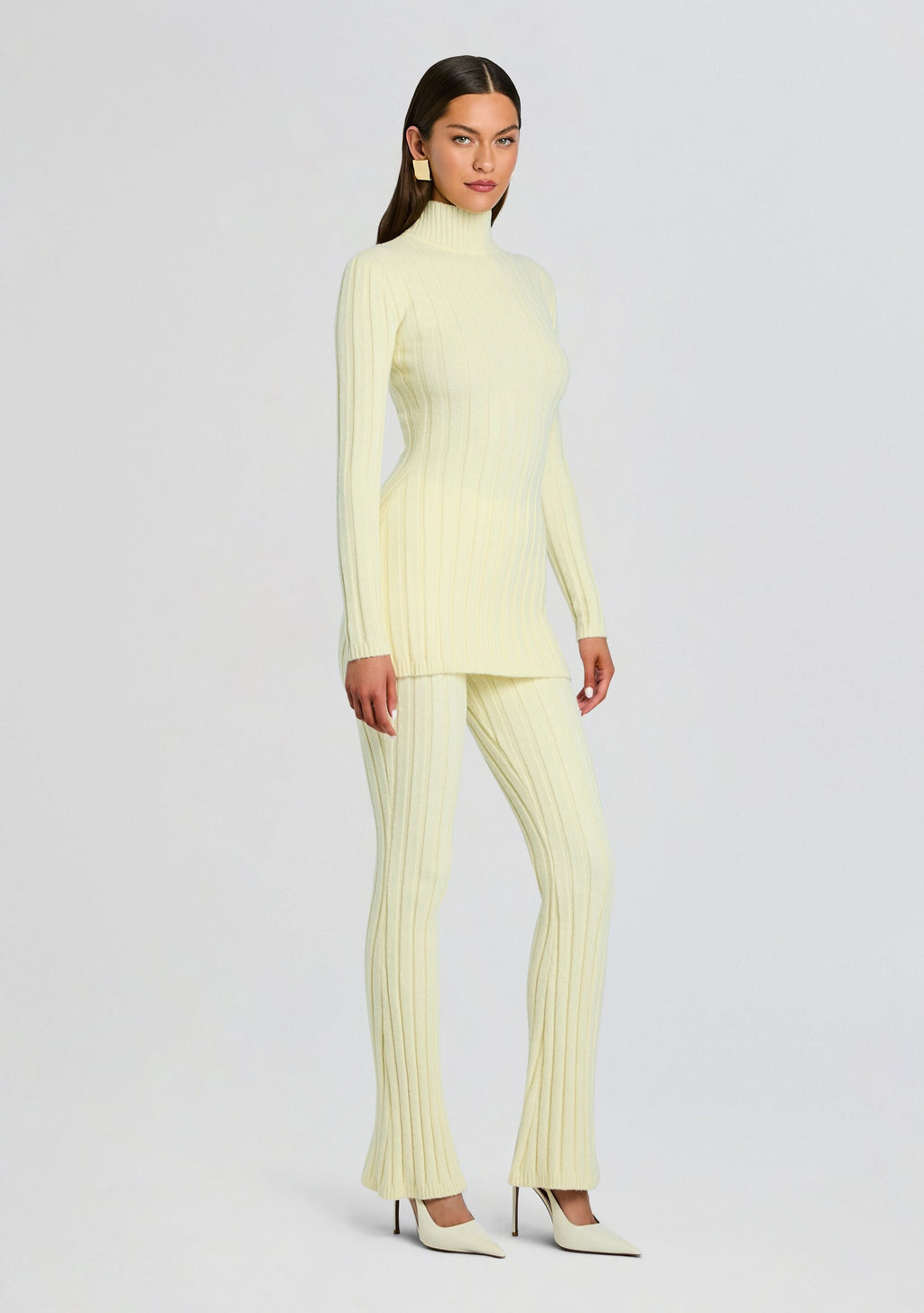 Marzi Knit Tunic by SEROYA in Pastel Yellow, product image 3