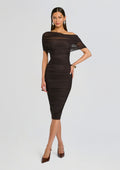 Nyssa Mesh Midi Dress by SEROYA in Ash Brown, product image 1