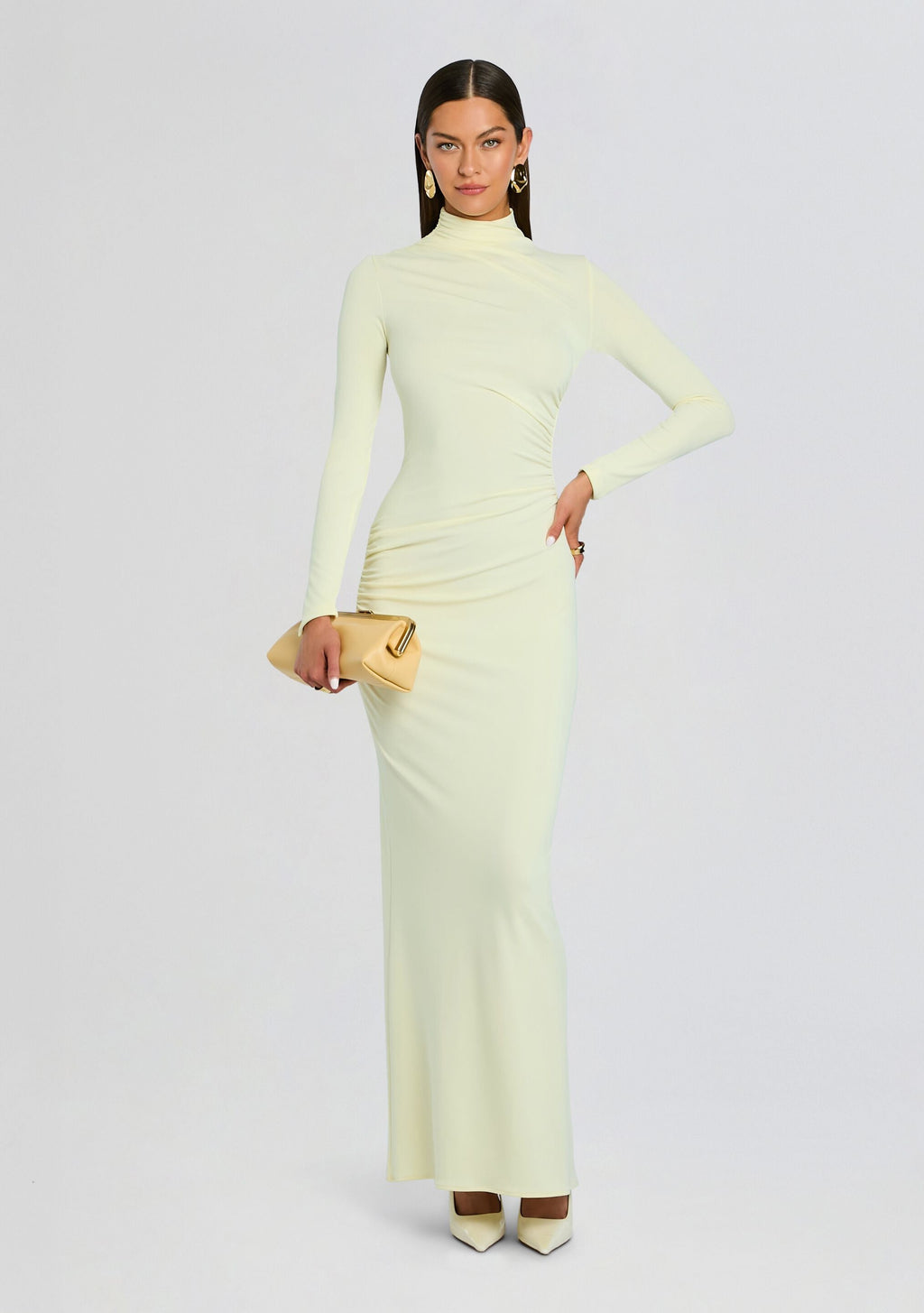 Oona Maxi Dress by SEROYA in Pastel Yellow, product image 5