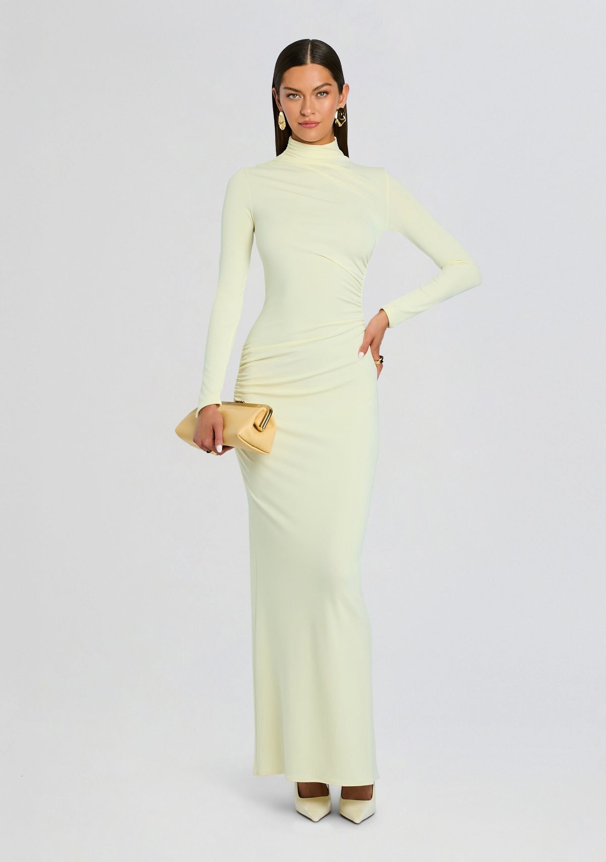 Oona Maxi Dress by SEROYA in Pastel Yellow, product image 5