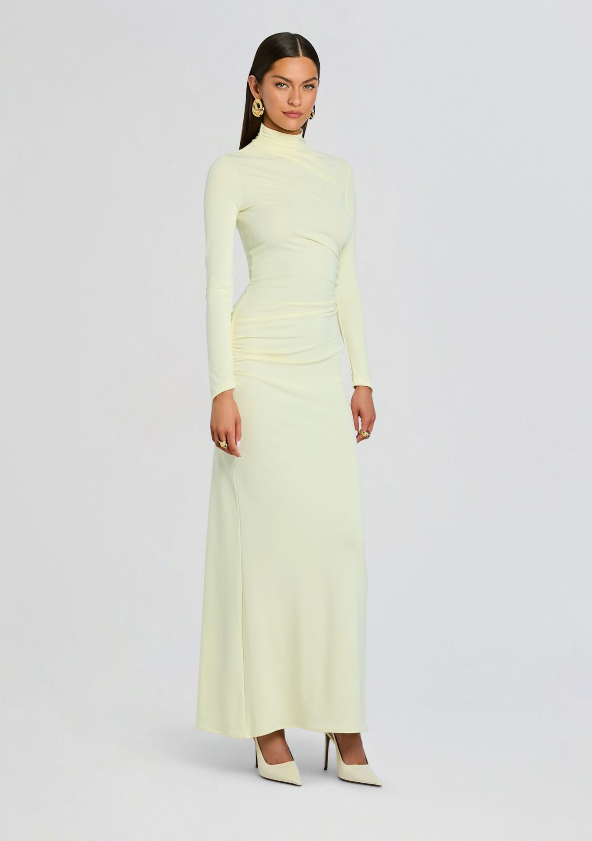 Oona Maxi Dress by SEROYA in Pastel Yellow, product image 3