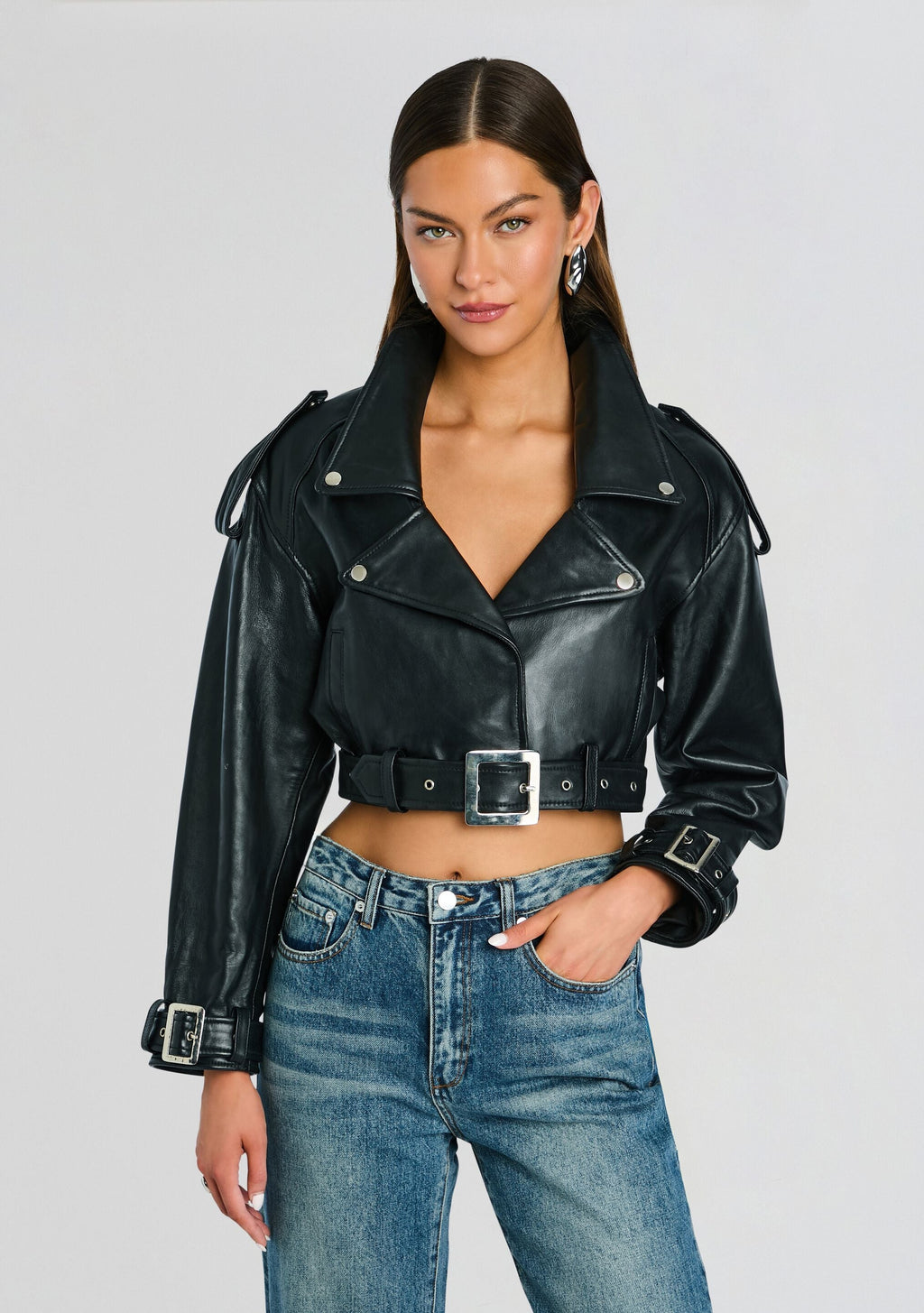 Victoria Leather Jacket by retrofête in Black, product image 1