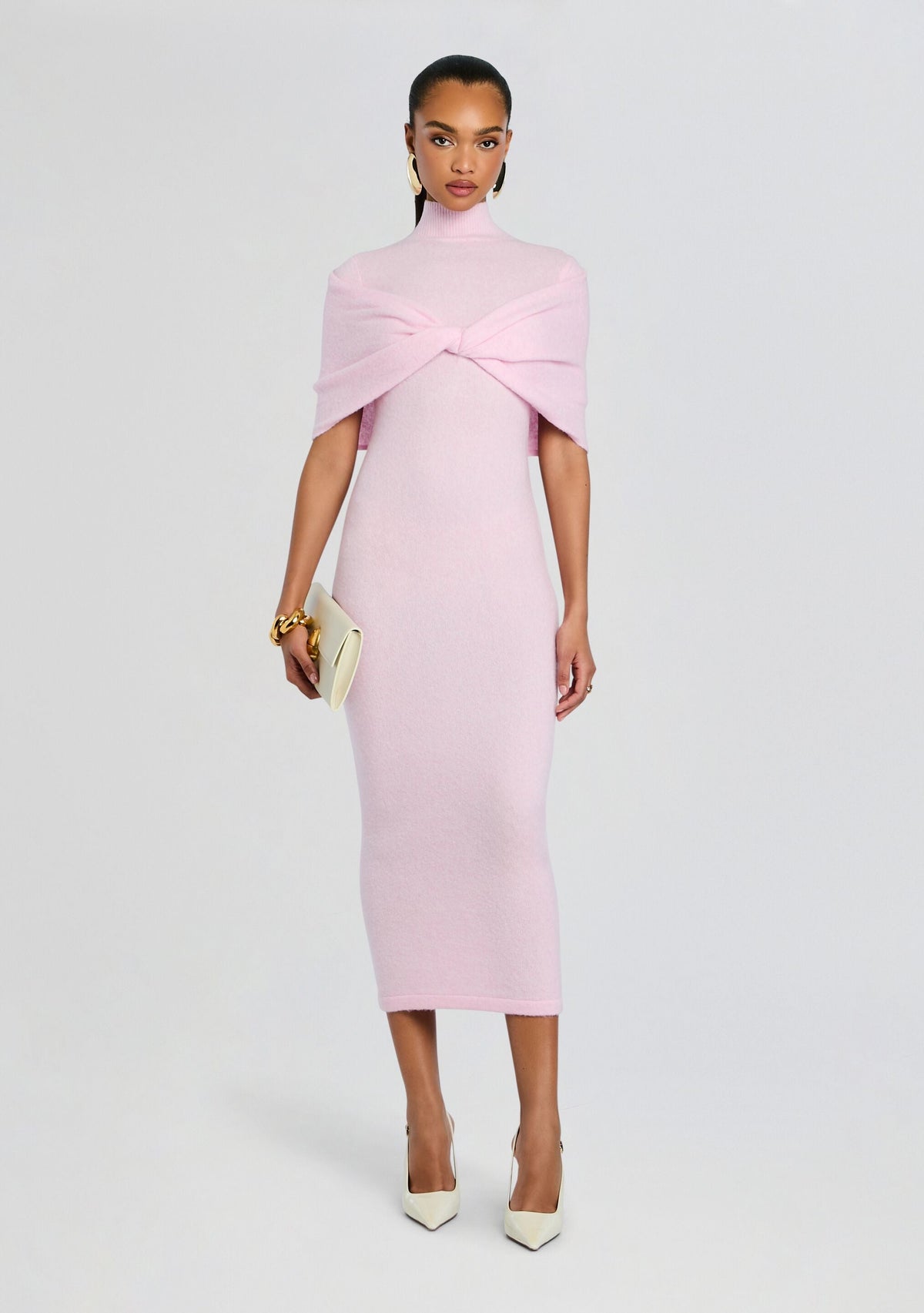Wisteria Knit Midi Dress by SEROYA in Ballet Pink, product image 5