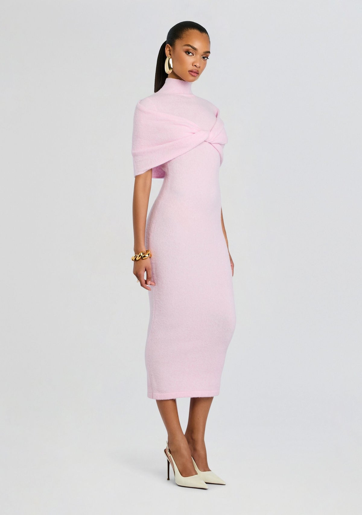 Wisteria Knit Midi Dress by SEROYA in Ballet Pink, product image 3