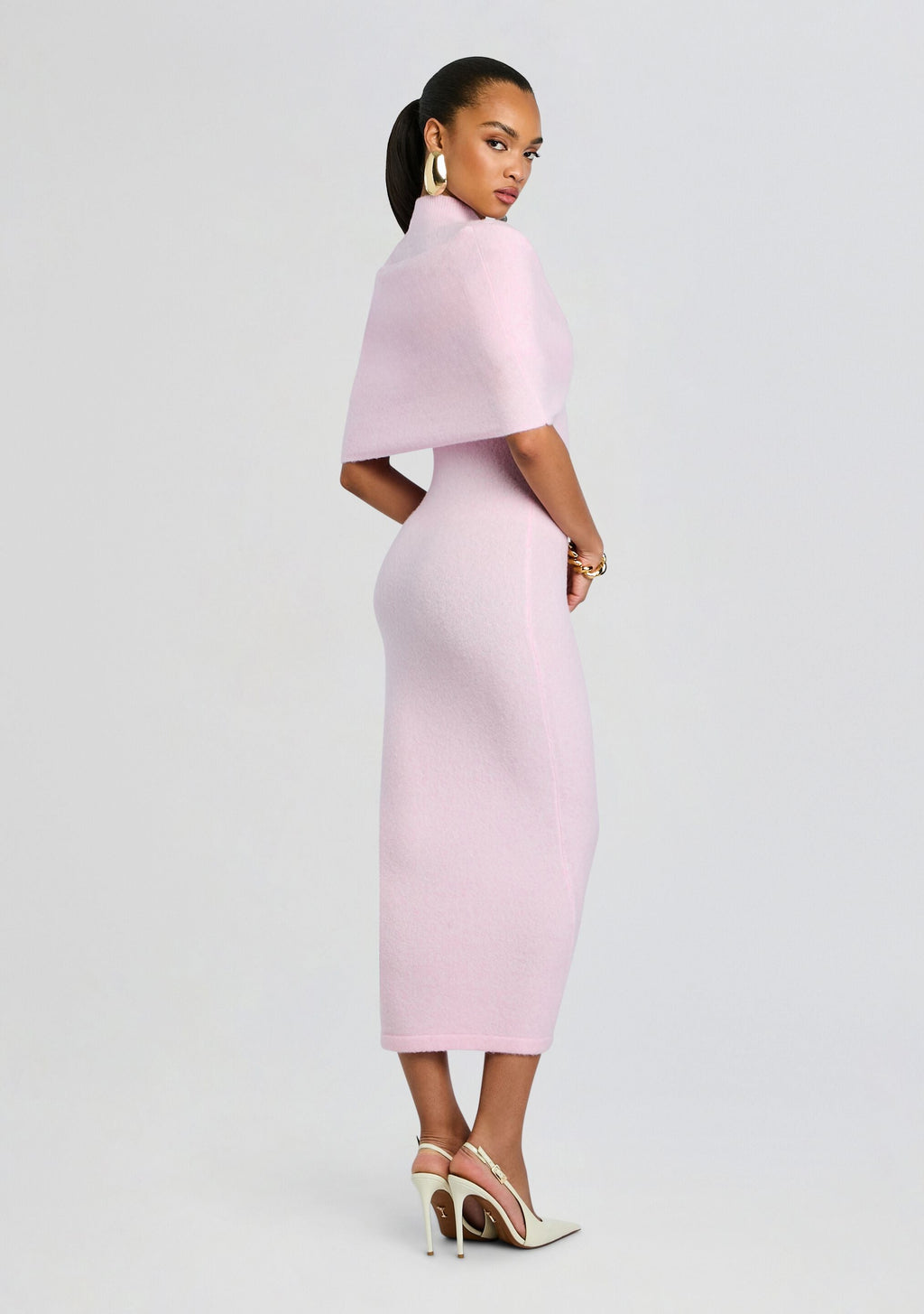 Wisteria Knit Midi Dress by SEROYA in Ballet Pink, product image 4