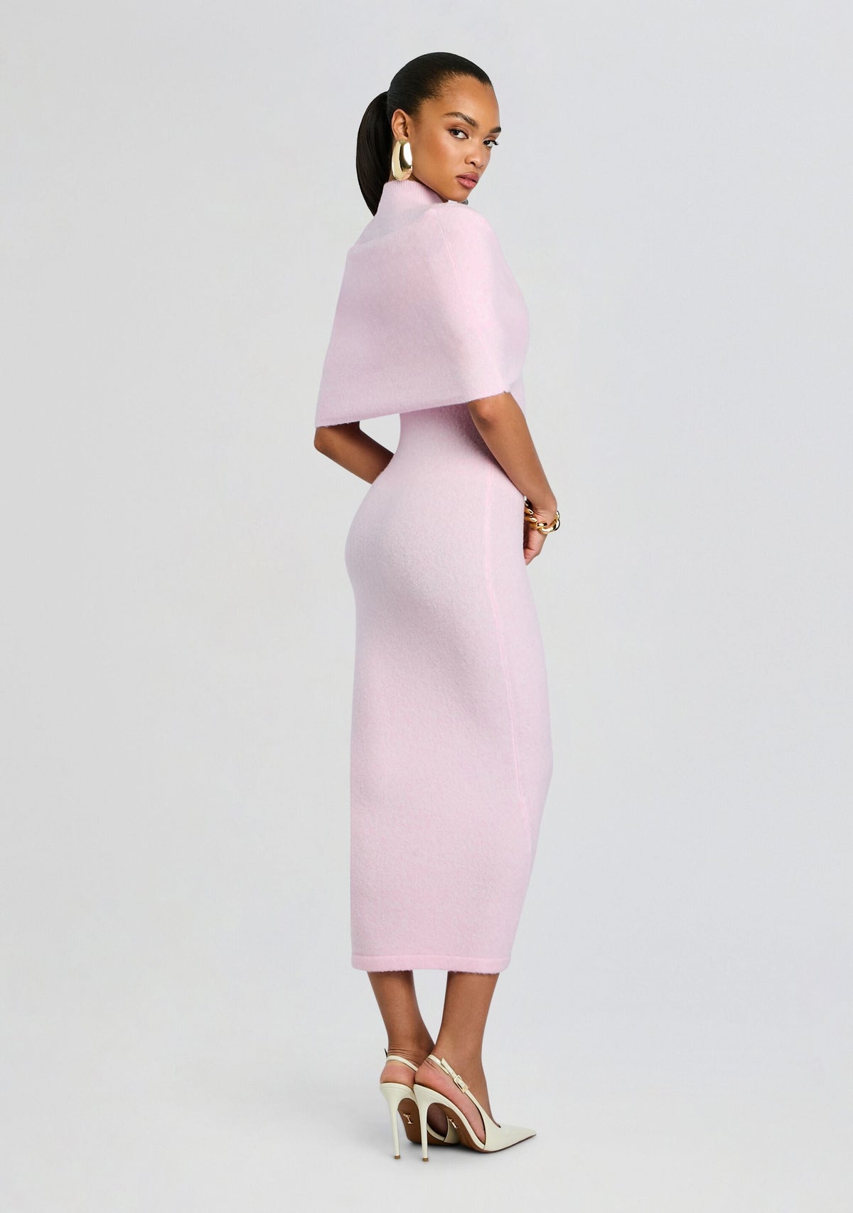 Wisteria Knit Midi Dress by SEROYA in Ballet Pink, product image 4