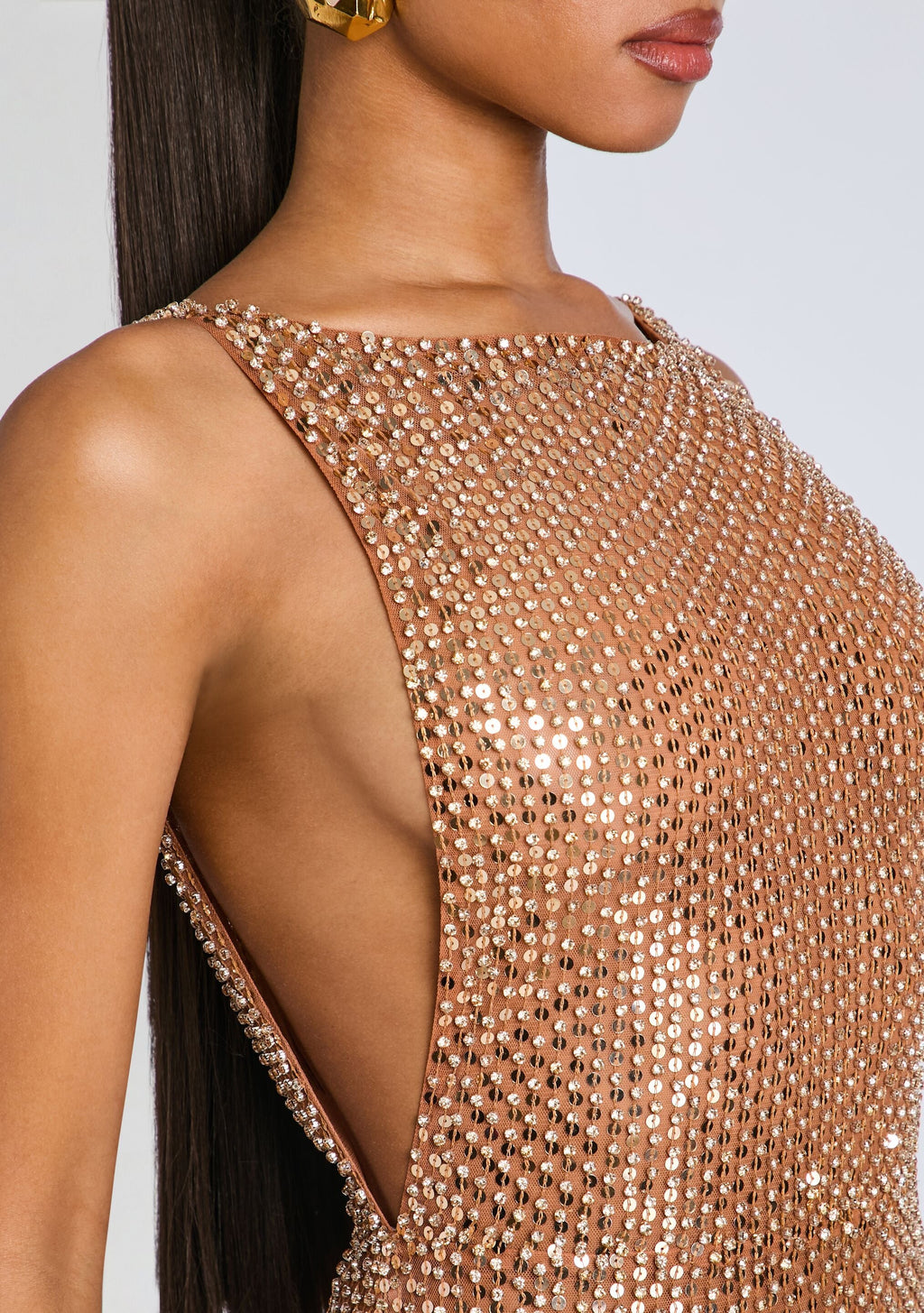 Asha Sequin Dress by retrofête in Nude/Champagne, product image 2