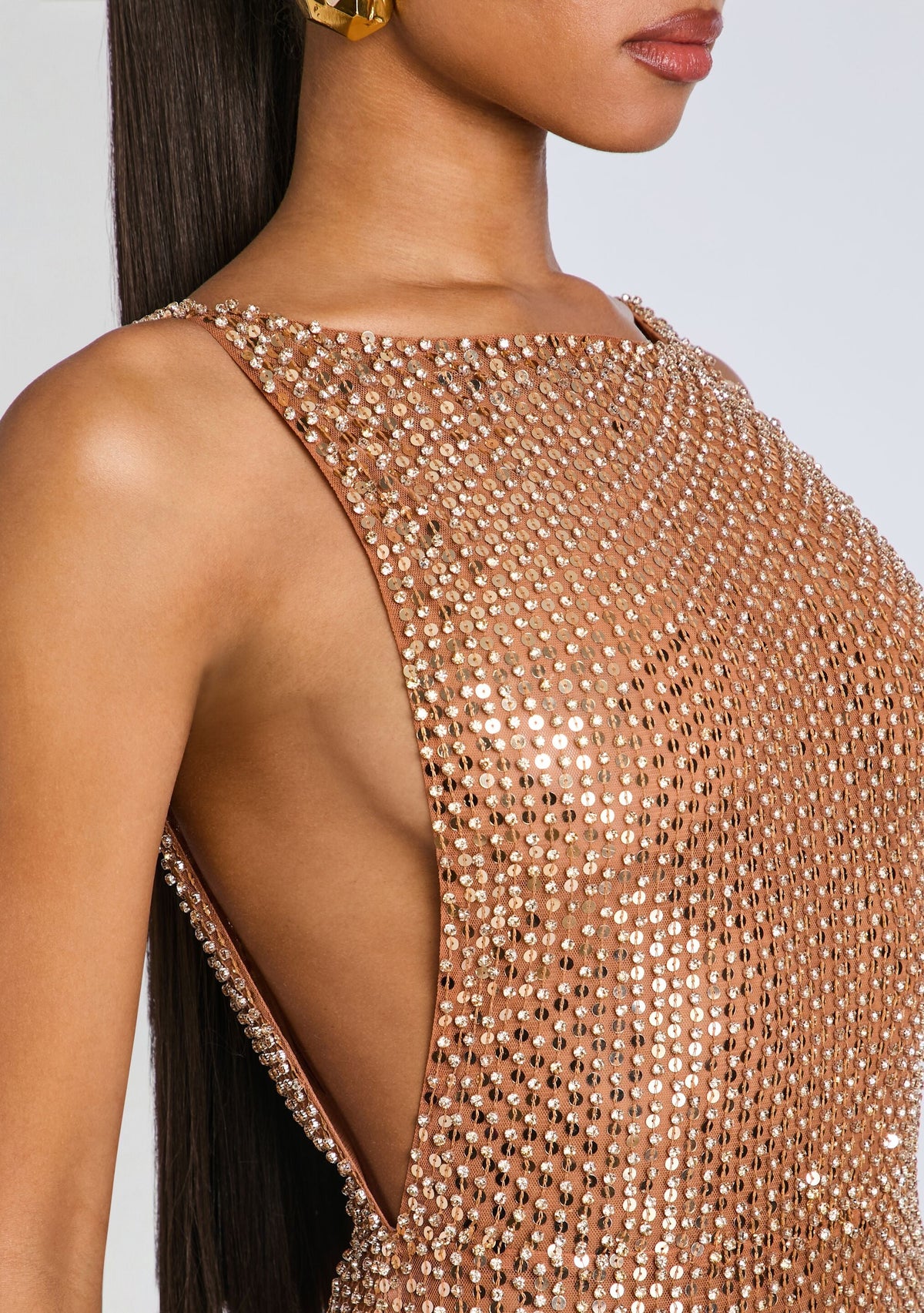 Asha Sequin Dress by retrofête in Nude/Champagne, product image 2
