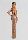 Asha Sequin Dress by retrofête in Nude/Champagne, product image 1