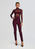 Brietta Bandeau Mesh Catsuit by SEROYA in Merlot, product image 1