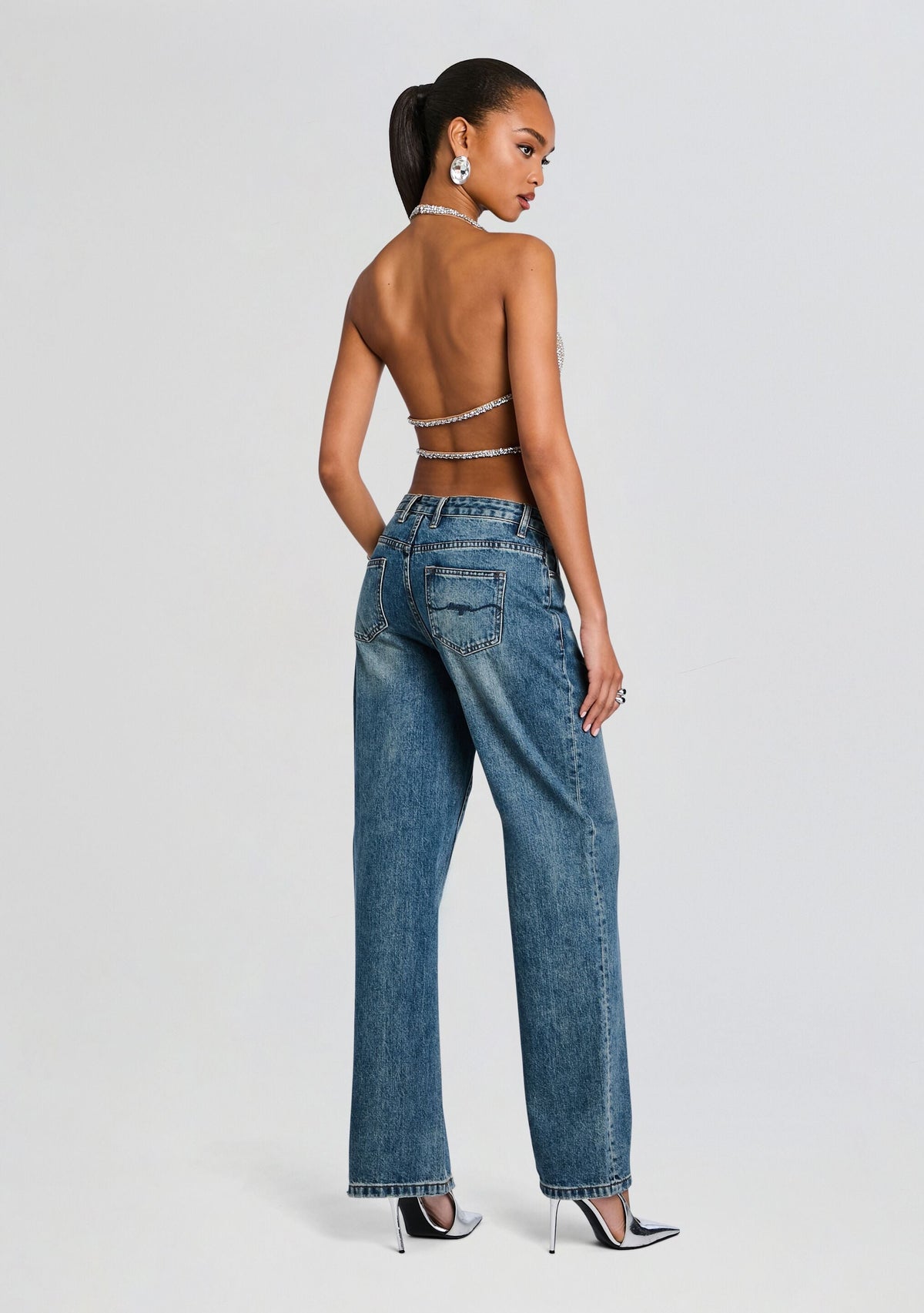 Delaney Embellished Top by retrofête in Tannin/Silver, product image 5