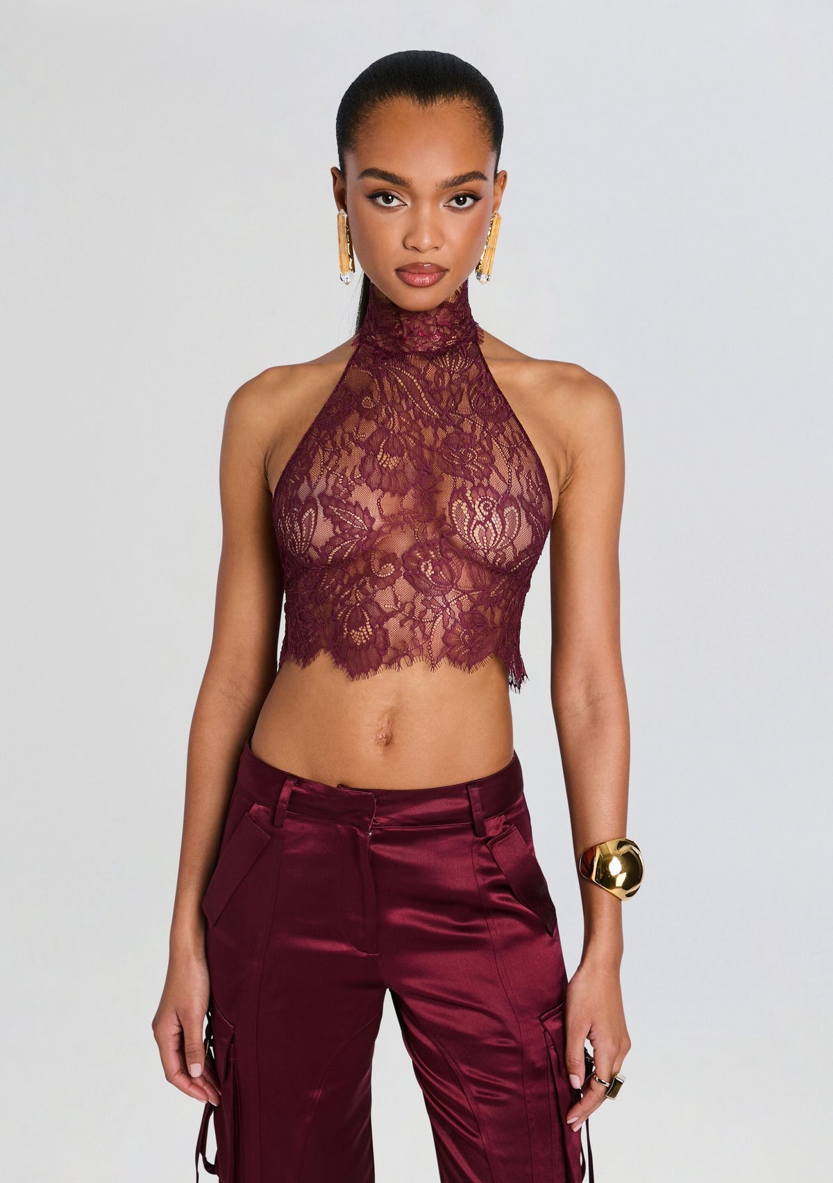 Violet Lace Top by retrofête in Port, product image 1