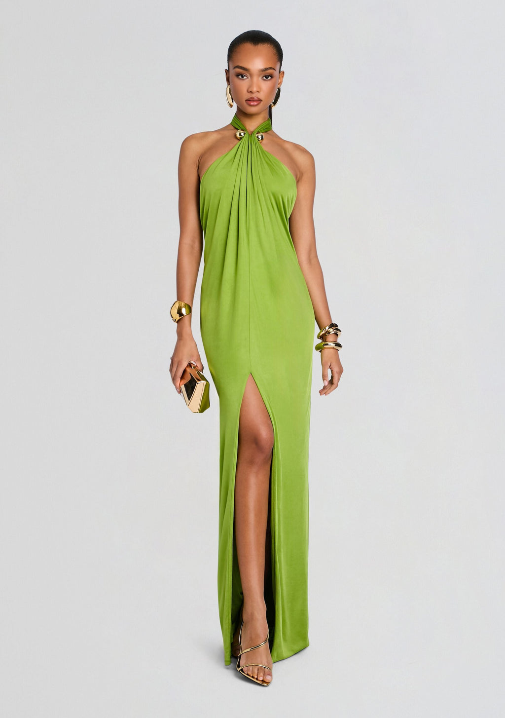 Becs Dress by retrofête in Kiwi/Gold, product image 1