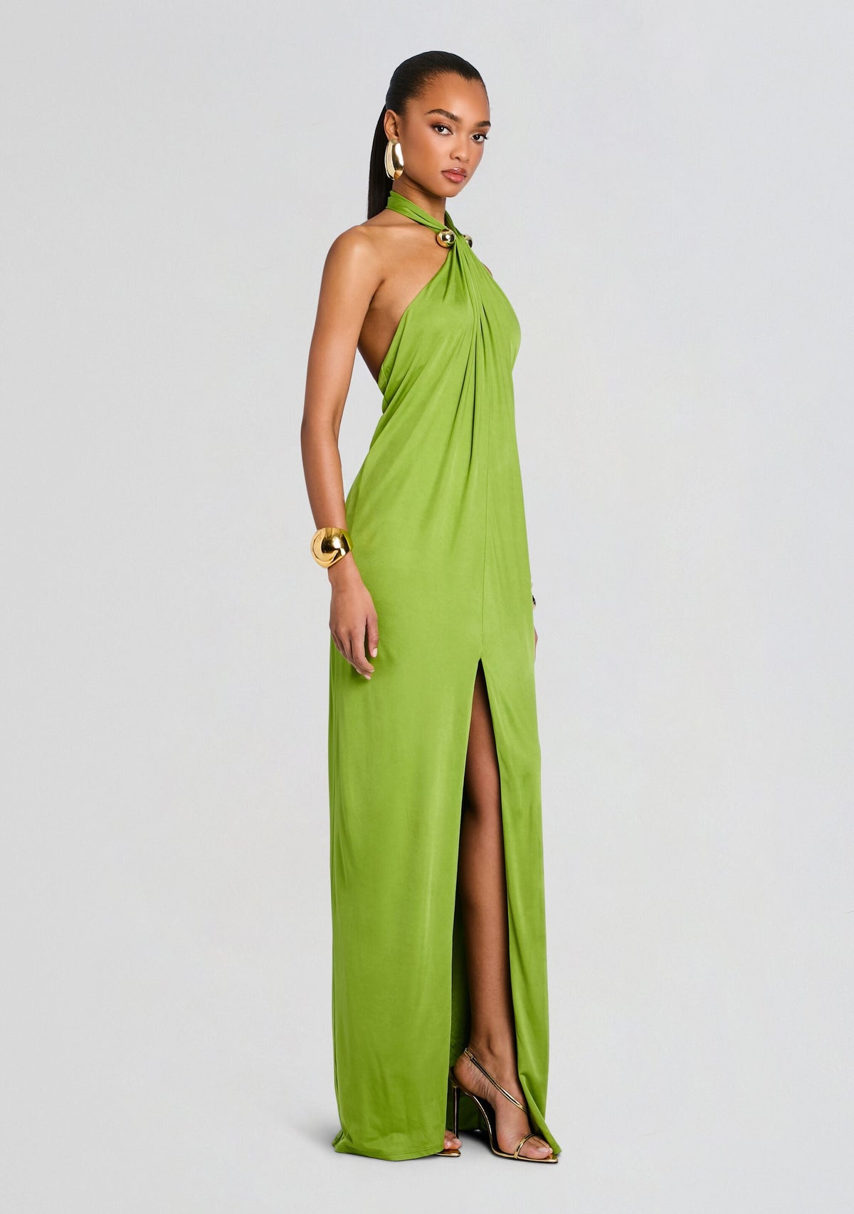 Becs Dress by retrofête in Kiwi/Gold, product image 3