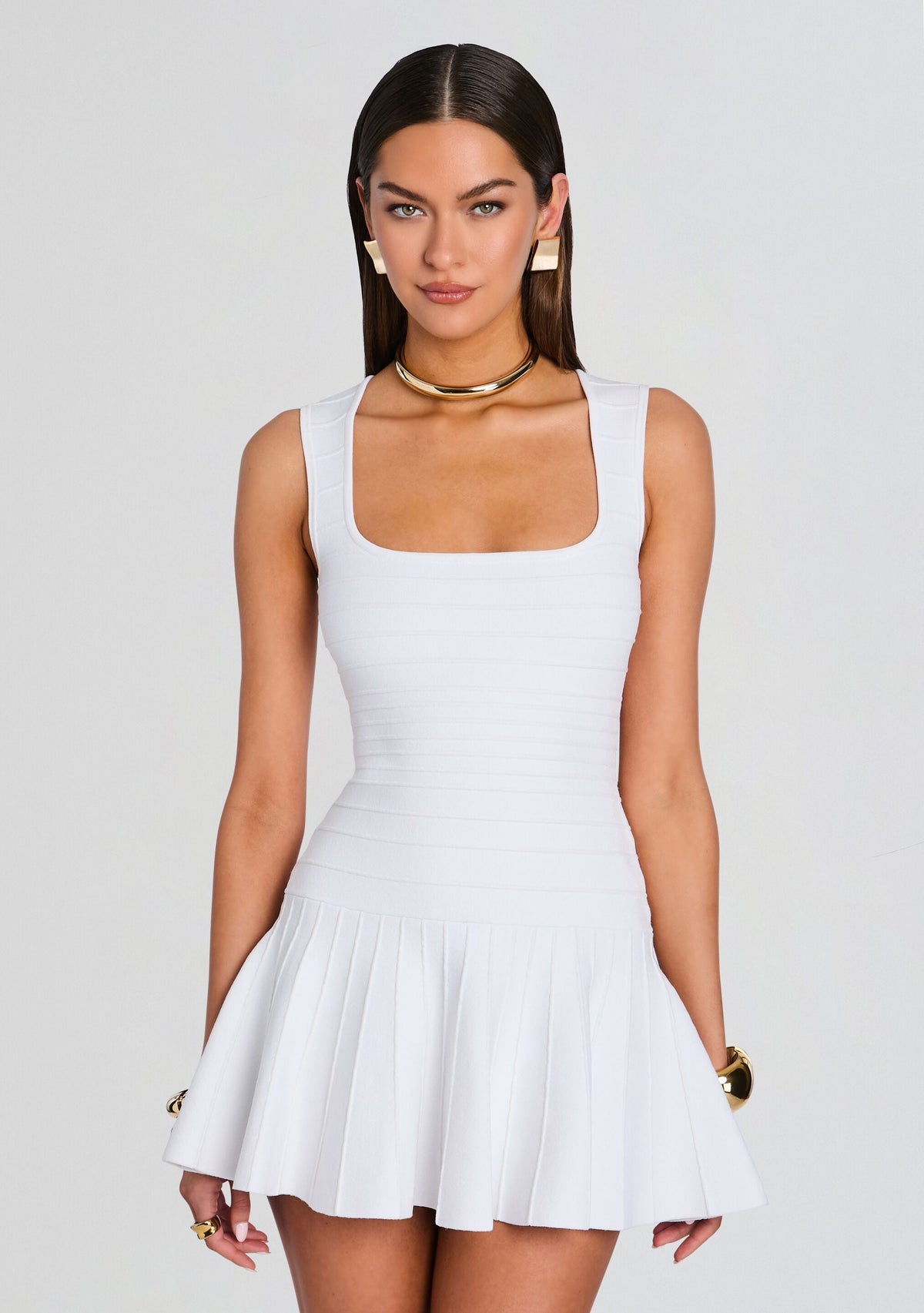 Caterina Bandage Knit Dress by retrofête in White, product image 6