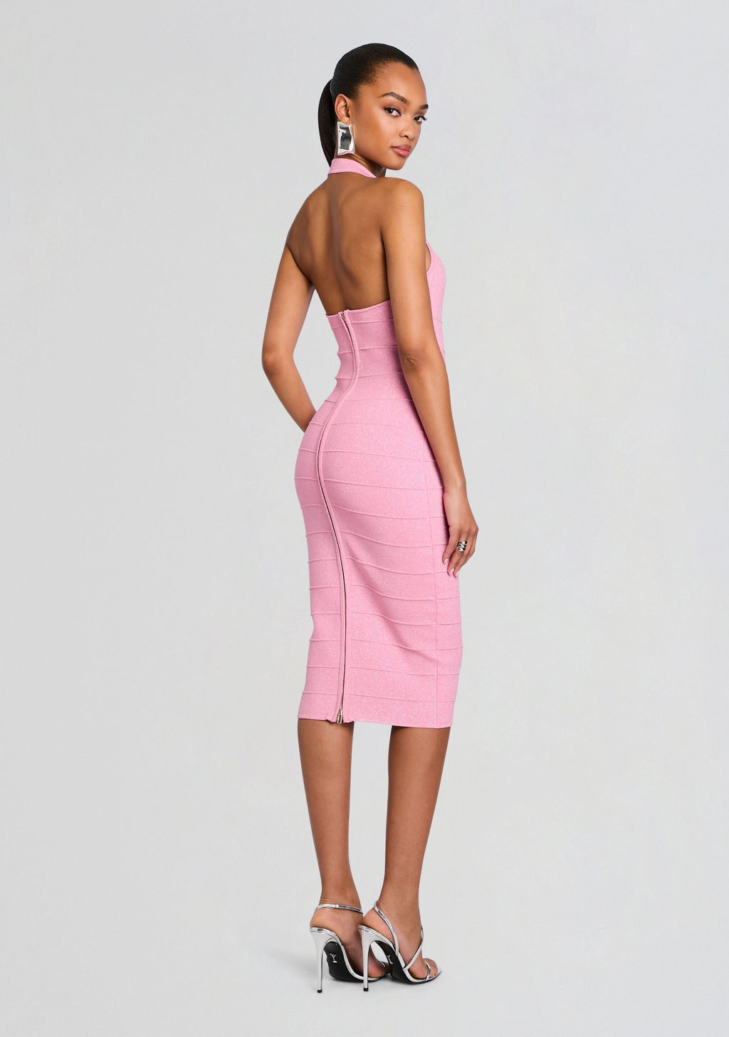Cloe Metallic Bandage Knit Dress by retrofête in Metallic Flamingo, product image 5
