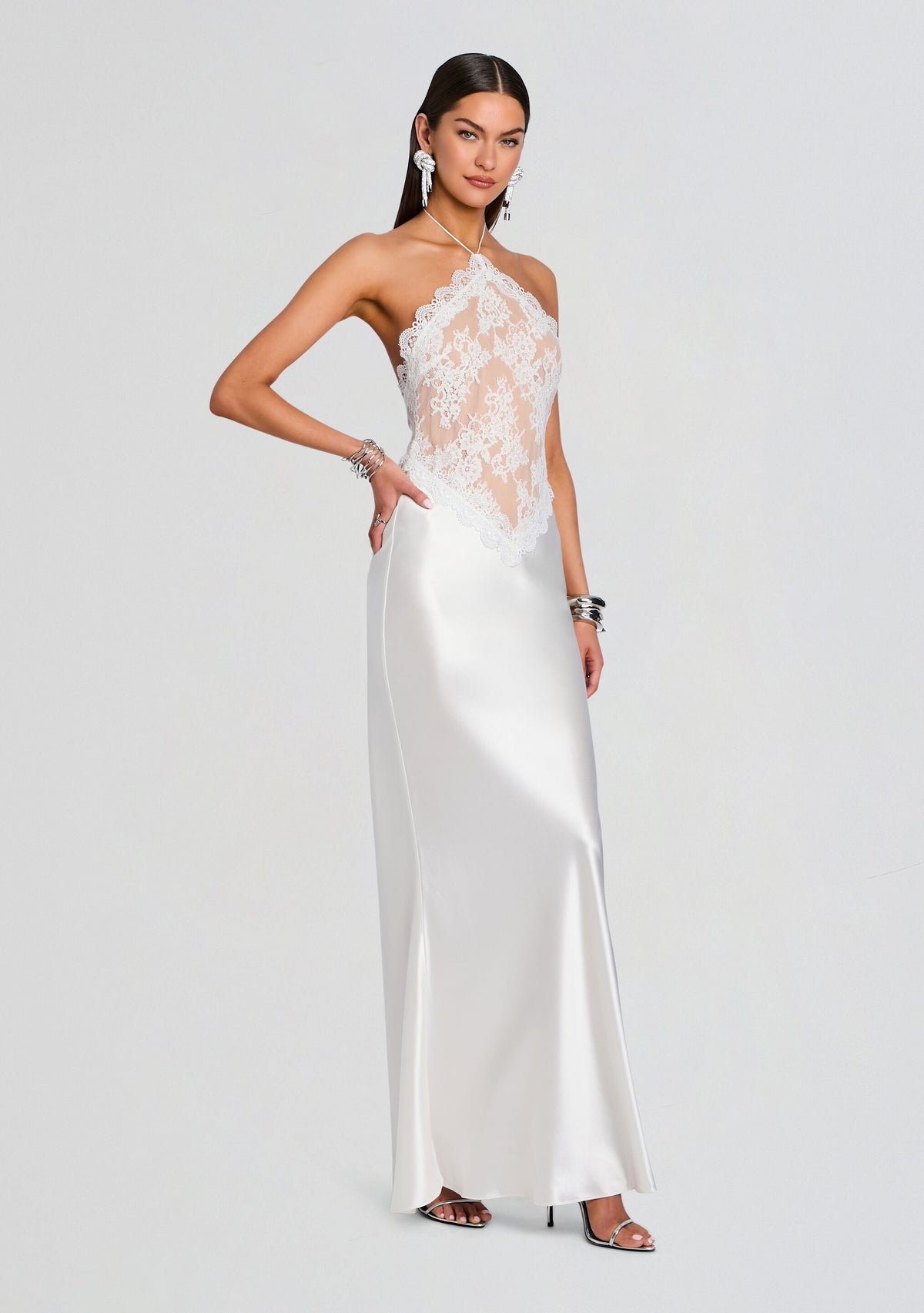 Costanza Lace Dress by retrofête in Ivory, product image 3