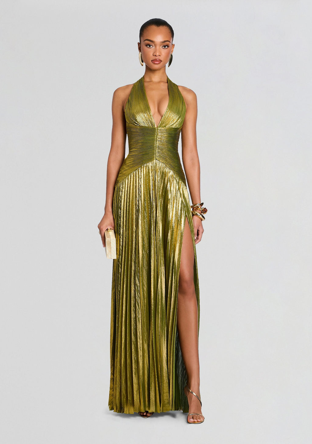 Elanil Dress by retrofête in Metallic Peridot, product image 1