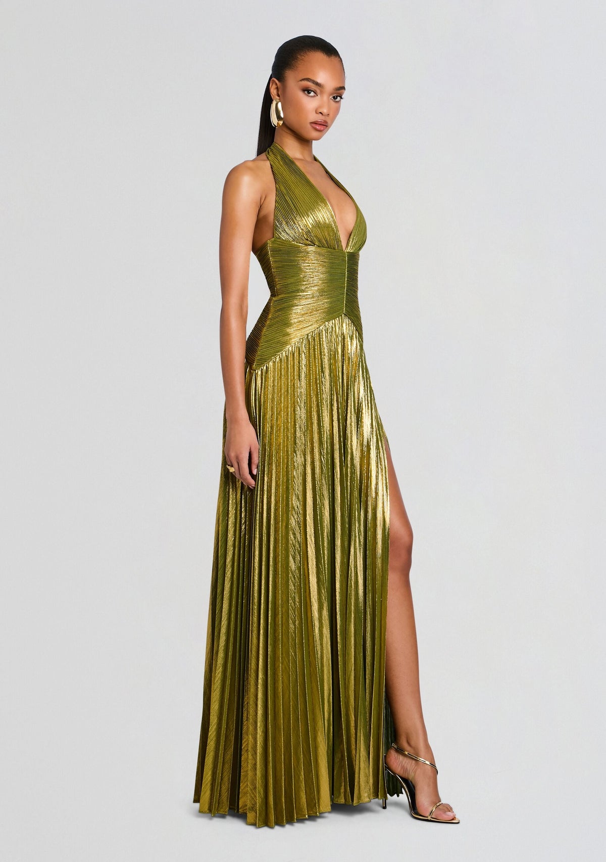Elanil Dress by retrofête in Metallic Peridot, product image 4