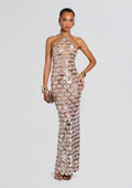 Genovia Embroidered Dress by retrofête in Nude/Champagne, product image 1