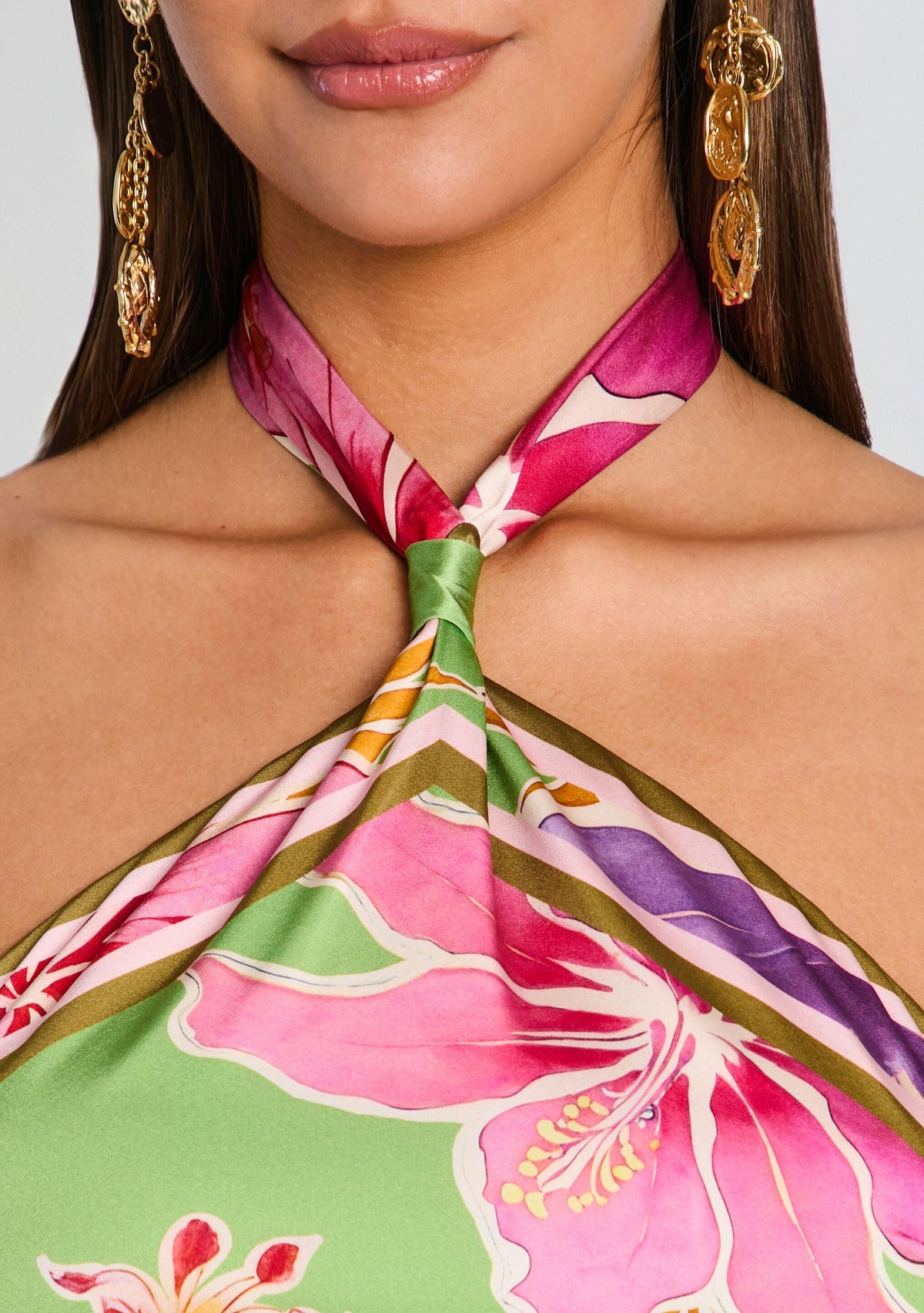Jamie Silk Top by retrofête in Kiwi Hibiscus Floral, product image 3