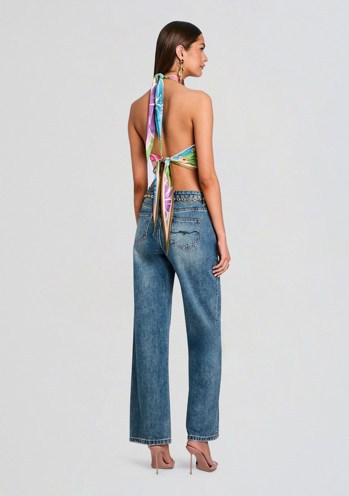 Jamie Silk Top by retrofête in Kiwi Hibiscus Floral, product image 5
