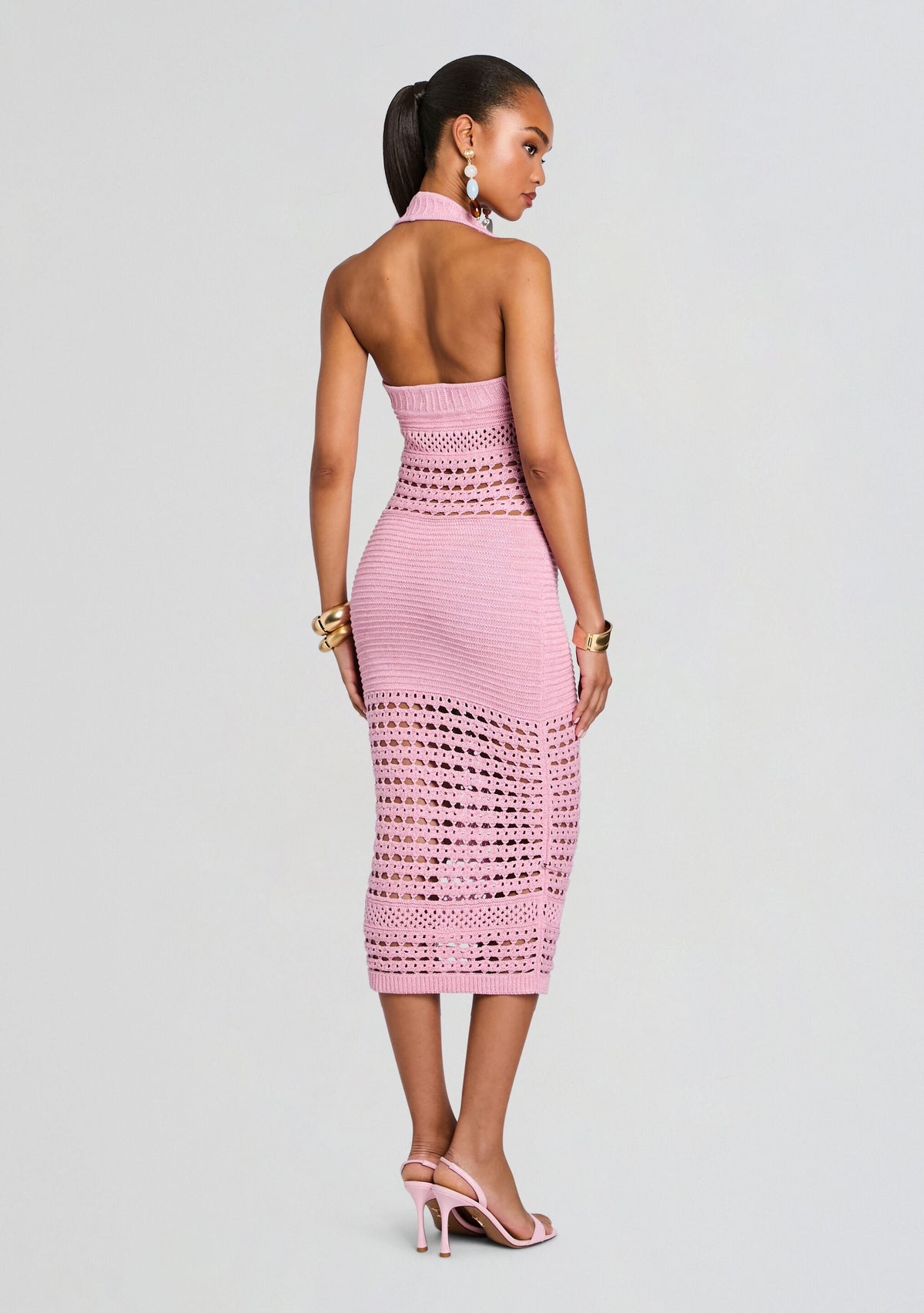 Jaycee Crochet Dress by retrofête in Metallic Flamingo, product image 4