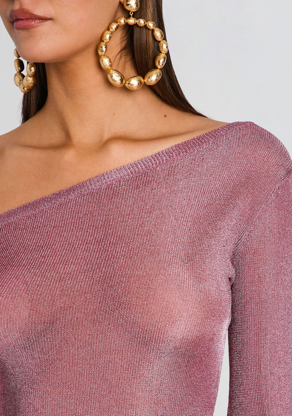 Saddler Metallic Knit Mini Dress by SEROYA in Taffy Pink, product image 2