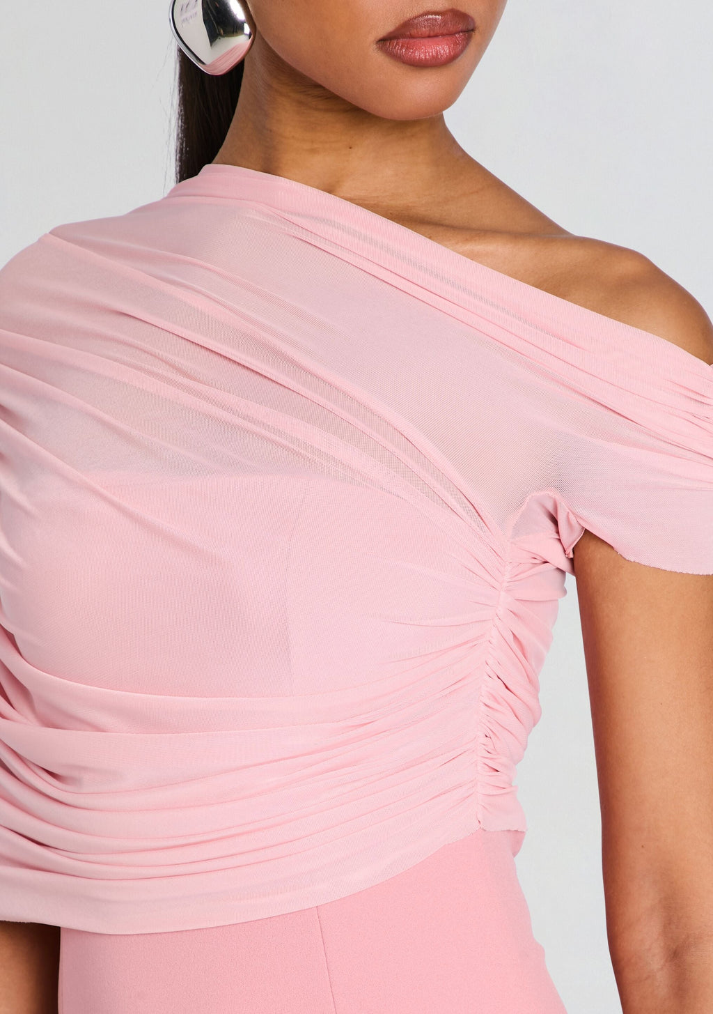 Selma Mini Crepe Dress by SEROYA in Taffy Pink, product image 2