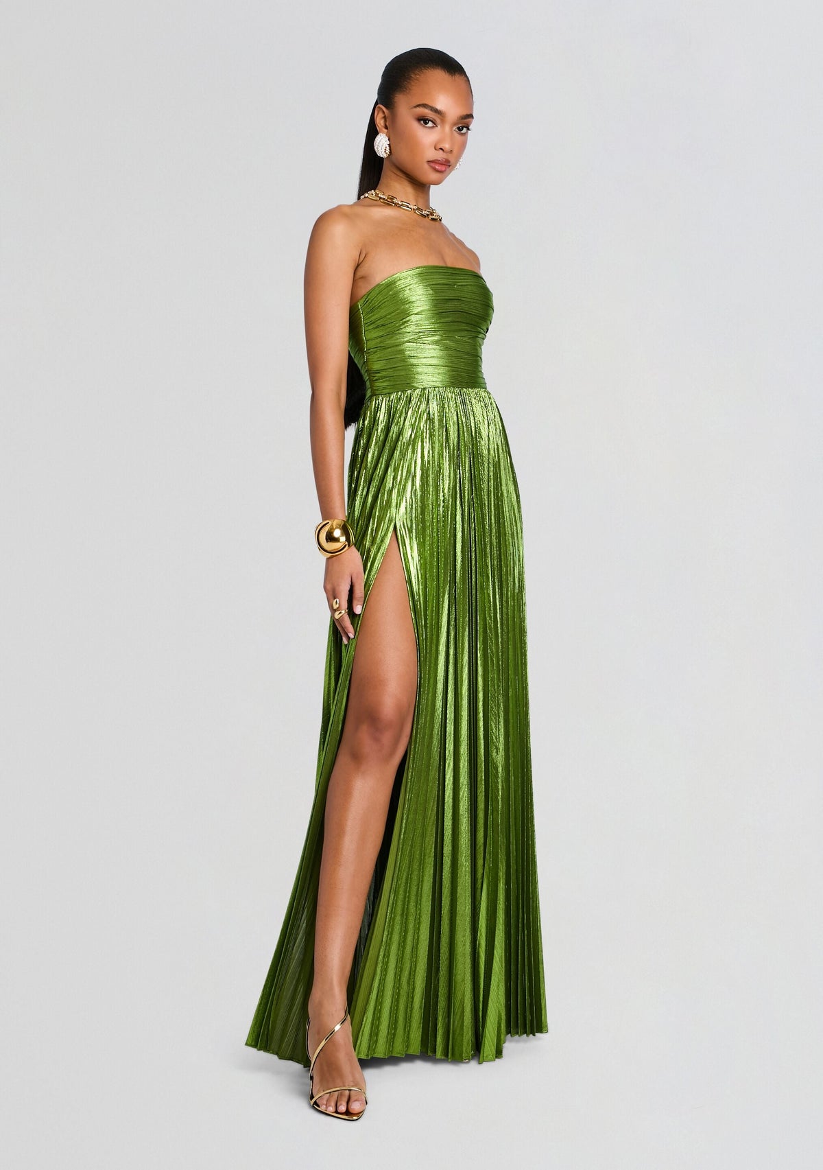 Sevyn Dress by retrofête in Metallic Kiwi, product image 3