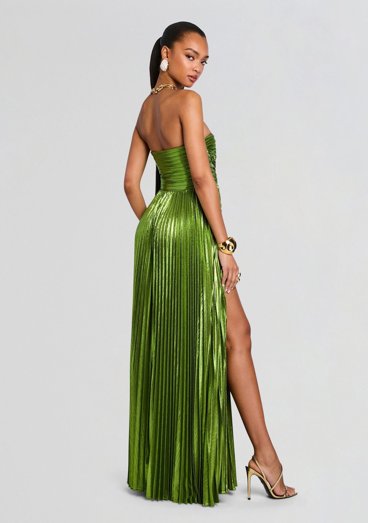 Sevyn Dress by retrofête in Metallic Kiwi, product image 4