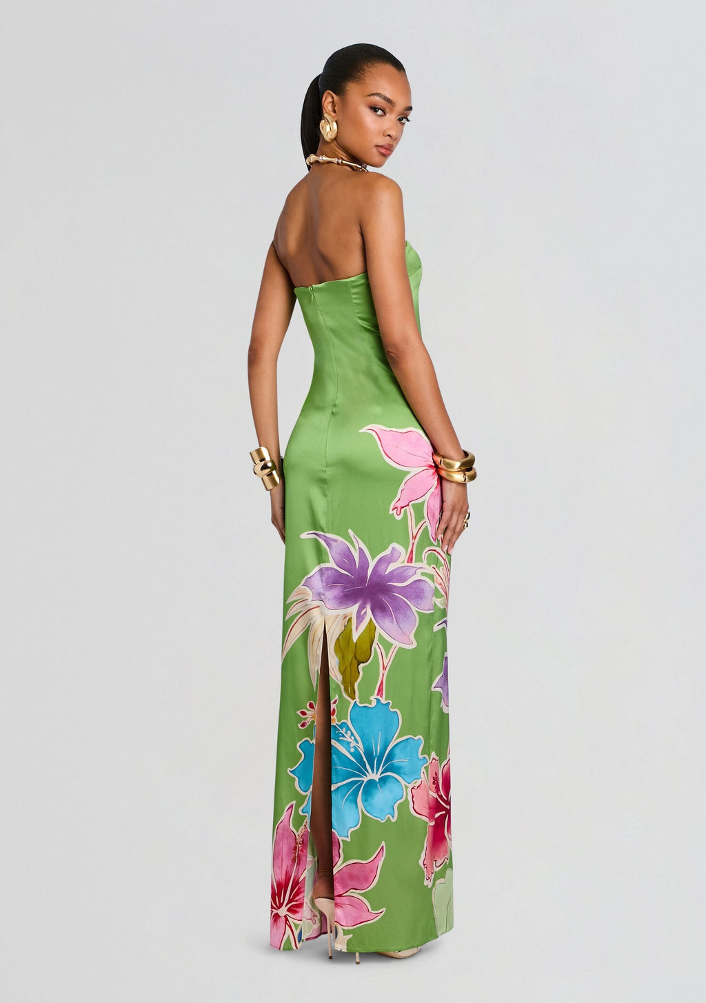 Vivi Silk Dress by retrofête in Kiwi Hibiscus Floral, product image 5