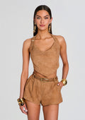 Windsor Suede Top by retrofête in Caramel, product image 1