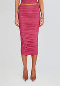 Pia Mesh Midi Skirt by SEROYA in Sangria, product image 1