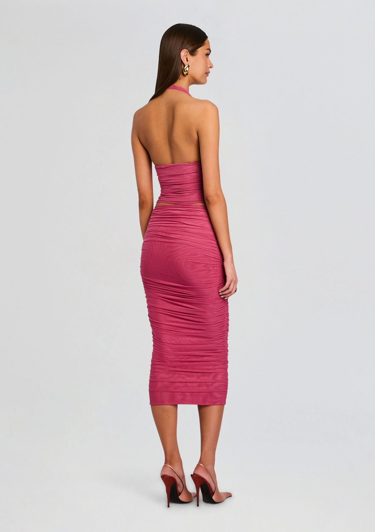 Bimini Mesh Halter Top by SEROYA in Sangria, product image 5