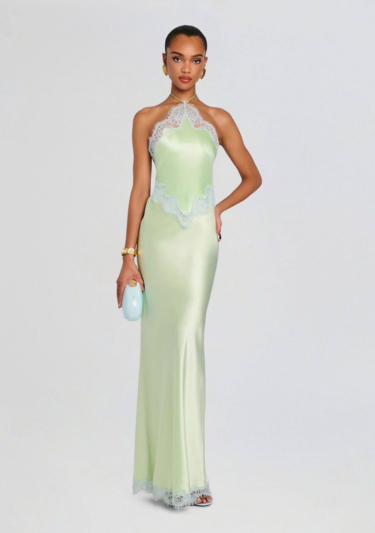 Everly Lace Dress by retrofête in Glace Pistachio, product image 1
