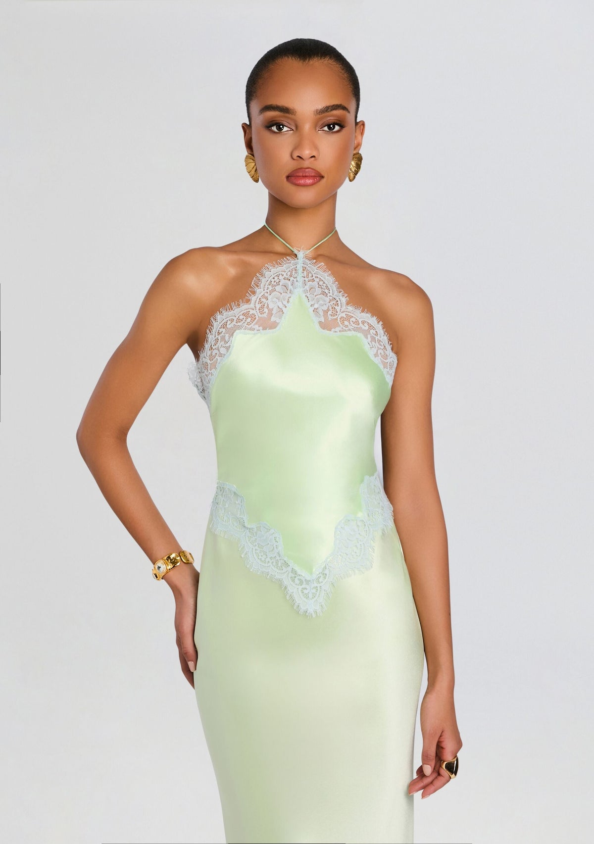 Everly Lace Dress by retrofête in Glace Pistachio, product image 5